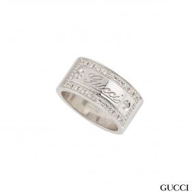 Gucci White Gold Diamond Band Ring